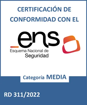 Sello de certificación ENS Medio - Esquema Nacional de Seguridad